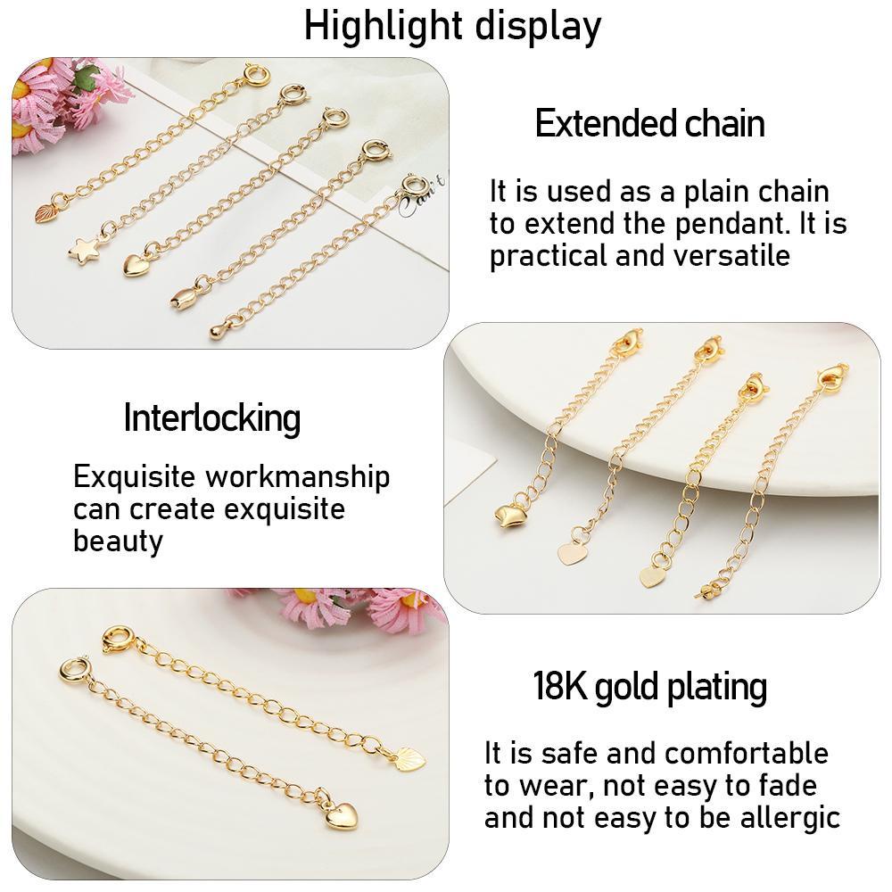 Wonder 1Pcs Ekstensi Rantai Ekor DIY Membuat Perhiasan Konektor Gelang Emas 18k