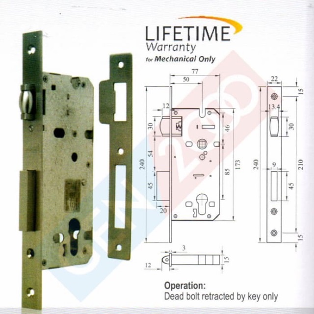 Rumah Kunci Dekkson MTS RL DL 8585 Bodi Kunci Pelor Mortise Lock