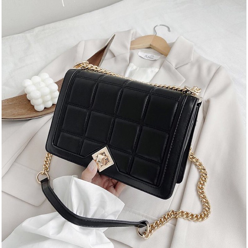 SG2930 syafniegalery tas selempang tali rantai bordir kotak besar impor