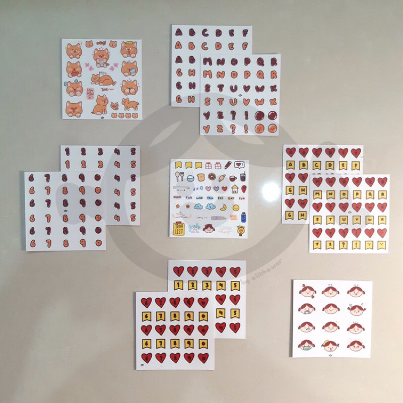 WOR STICKER - GIRLMOTICON MEOW ALPHABET NUMBERS MINI DECO STICKER