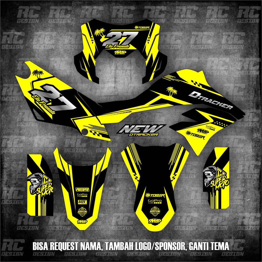 STICKER DECAL D TRACKER BF MOTIF RACING KUNING