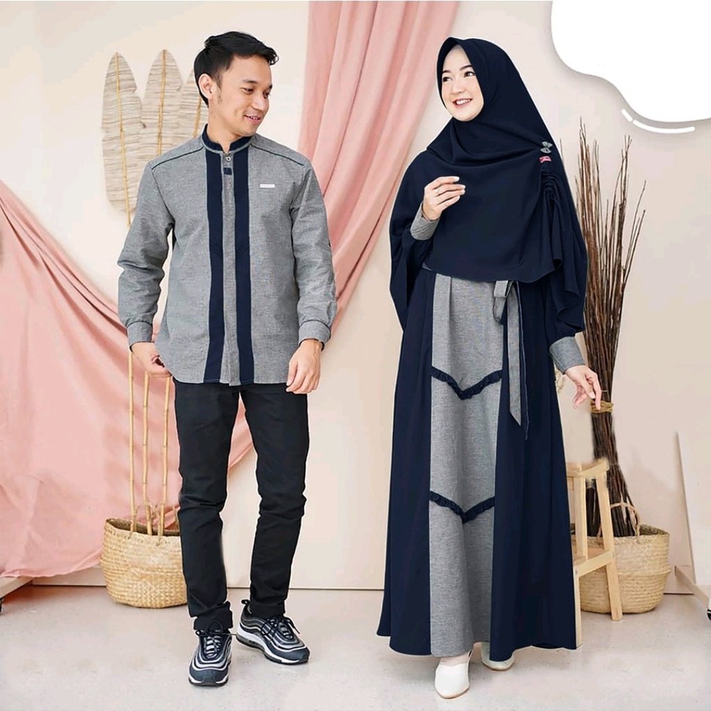 Gamis couple asoka set hijab - couple saira - gamis couple pasangan - couple muslim - kapel  muslim kondangan