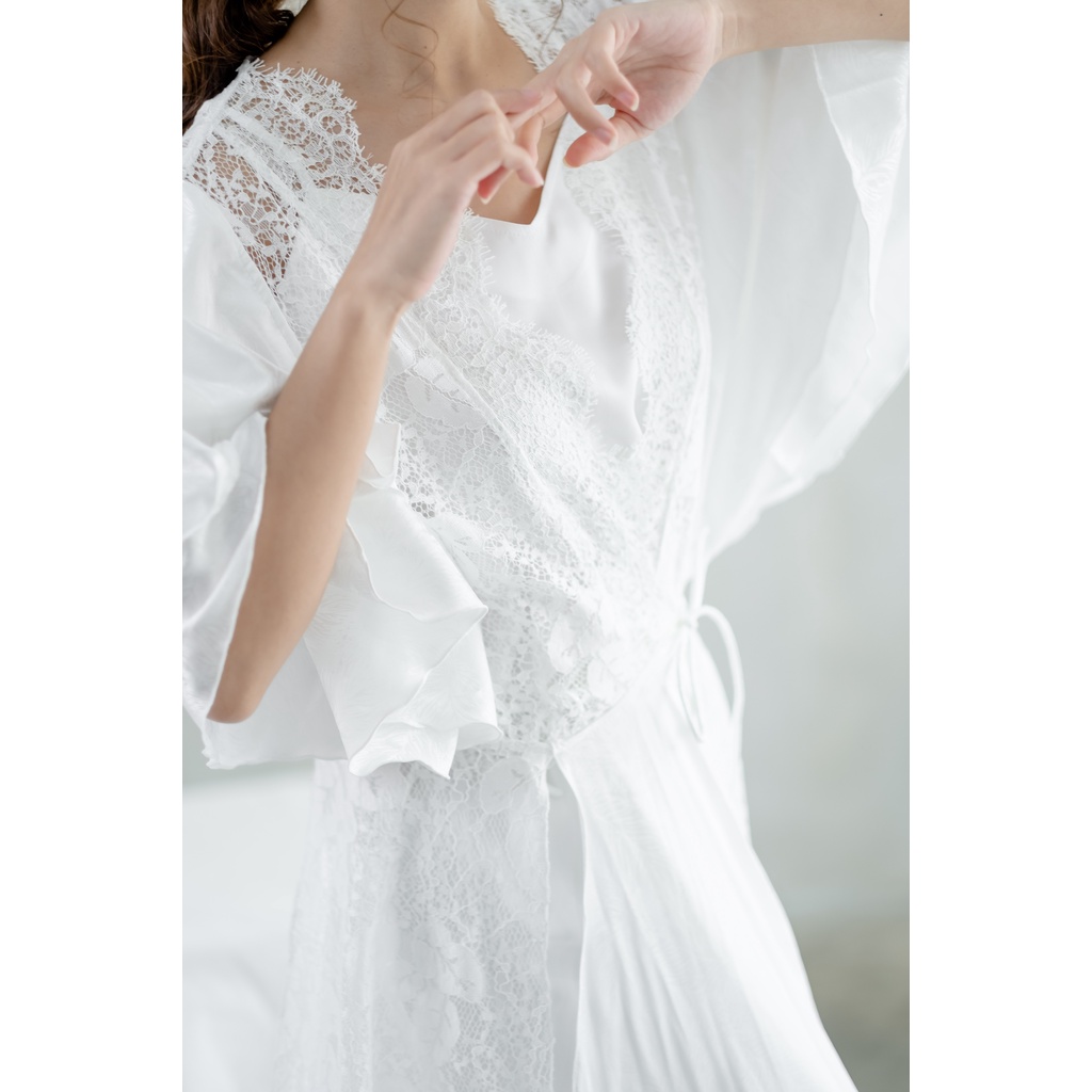 Lorine Slit Robe - FAE Collection- Kimono Pengantin Bride Robe Maternity Robe Premium Wedding Robe