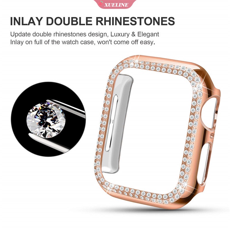 Case Bumper Pelindung Aksen Berlian Bling Ukuran 7 41mm 45mm 44mm 40mm 42mm 38mm Untuk iWatch series 3 4 5 6 se