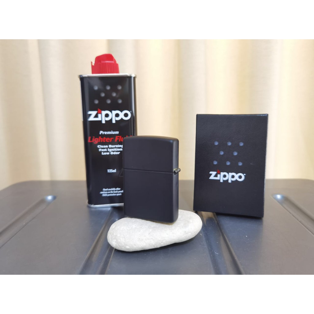 Korek Zippo Black Matte made in USA Free Minyak