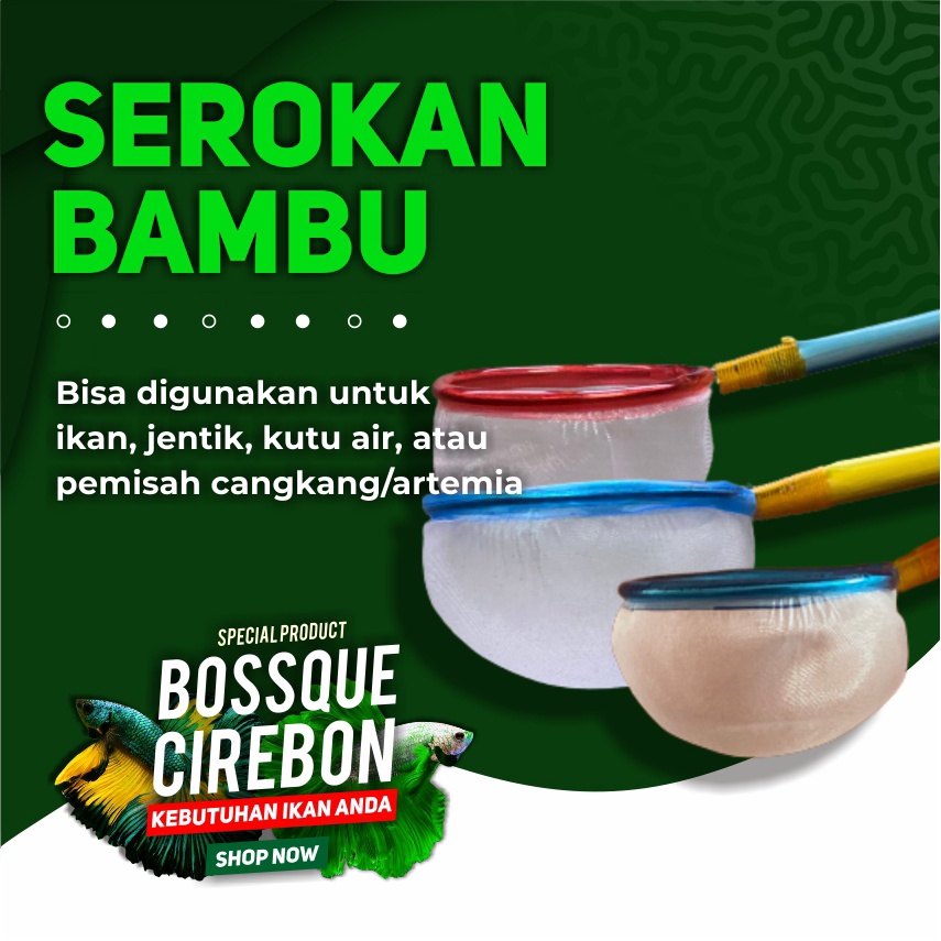 Serokan Ikan Hias Cupang Bambu Bulat 5,5cm Seser Saringan Sauk Cangkang Artemia Jentik Kutu Air