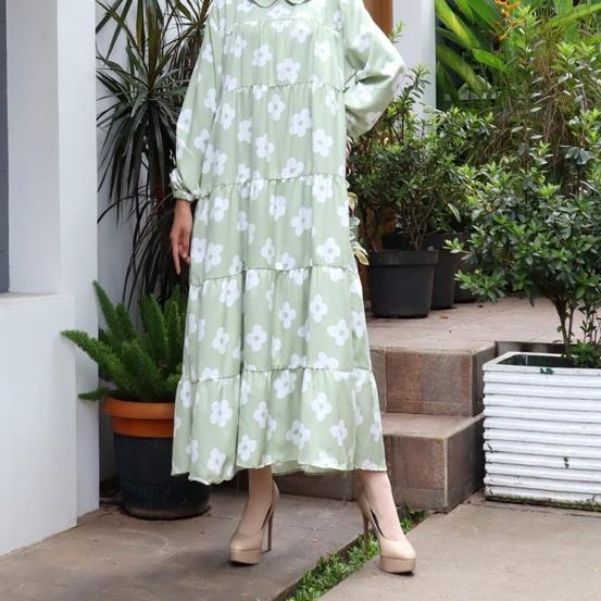 ♕ MIDI DRESS SHAKILA MOTIF BUNGA JUMBO SALUR XXL BIGSIZE BUMIL GROSIR TINGKAT SLETING MURAH ➷