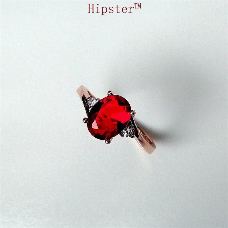 New Classic Exquisite Inlaid Colored Gems Red Crystal Adjustable Ring