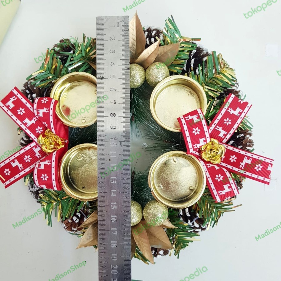 Dekorasi Tempat 4 Lilin Doa Adven Murah Hiasan Natal Kado Natal Pinus - AB 7059