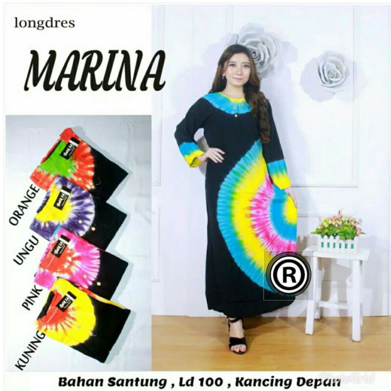 Daster longdres marina - daster lengan panjang -daster kancing(busui)