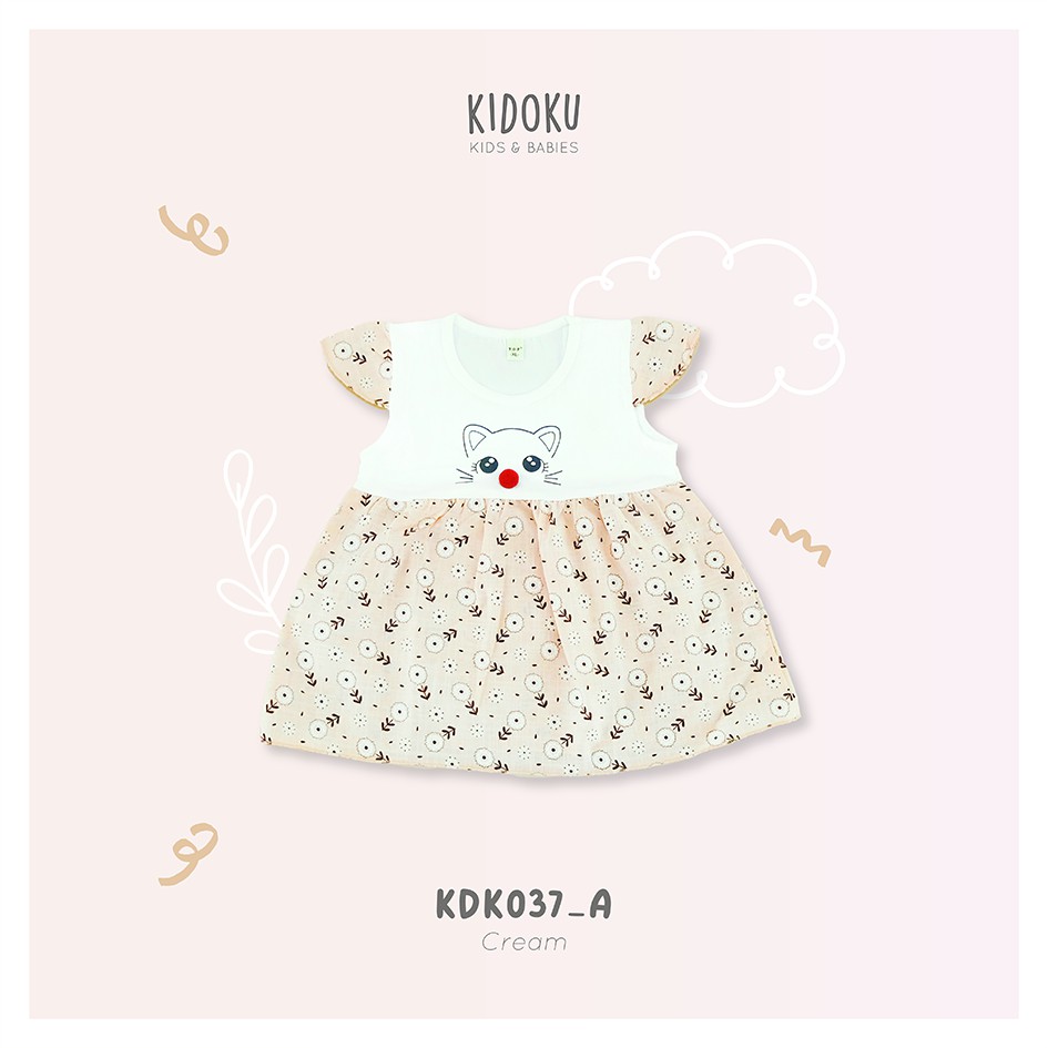 Dress Anak Perempuan Lucu Motif Baju Gaun Pesta Anak Kecil Cewek usia 3 - 12 bulan KDK 037 A Kucing