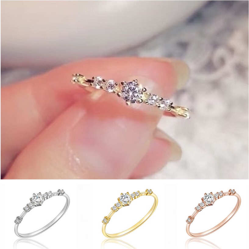 Cincin Berlian Safir Putih Alami Berlapis Emas 14K Sederhana Modis Wanita Cincin Kawin Yang Indah