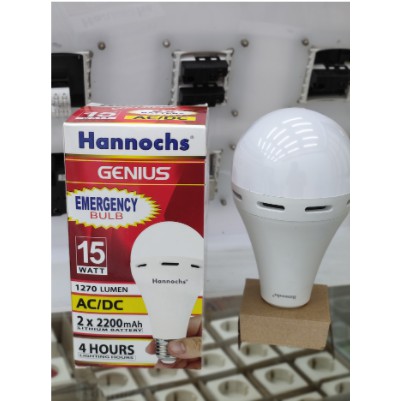 Hannochs Lampu LED Emergency Genius 15W Putih AC/DC 15 Watt Fitting