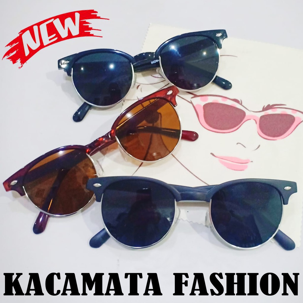 Kacamata Hitam Bulat Oval Korea Fashion Pria Wanita Round Frame Kaca mata Style Korean Fashion Murah