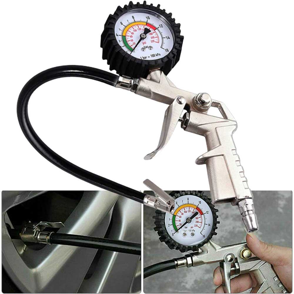 Tire Inflator Air Pressure Gun Isi Ukur Tekanan Angin 3 in 1 Tire Gauge Kit Alat Pengisi Ukur Tekanan Buang Angin Ban