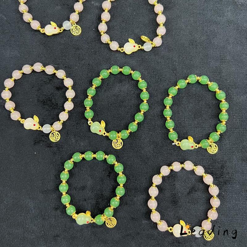 Gelang Giok Furui Desain Kelinci Gaya China retro Serbaguna Untuk Wanita-Le