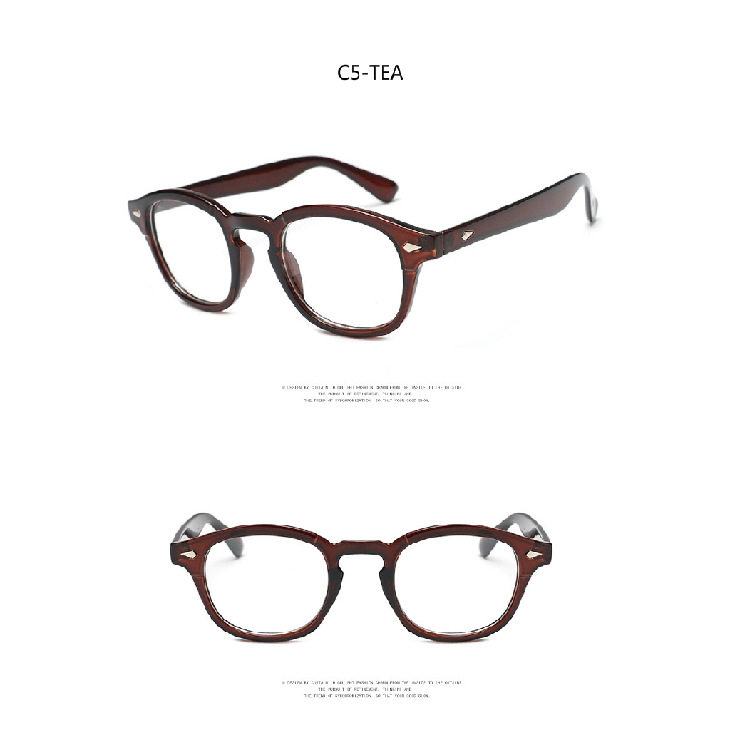 Fashionable metal hinge retro art rice nail business round frame glasses