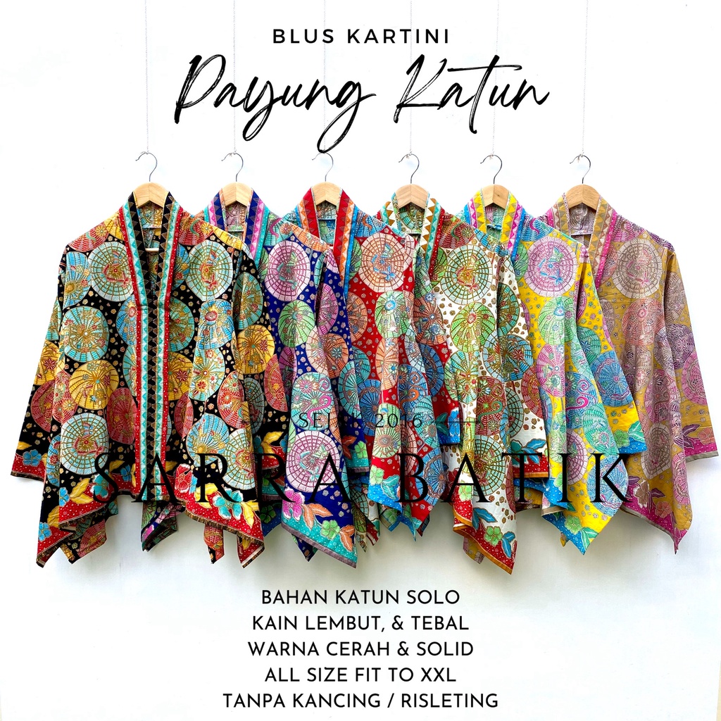 [PREMIUM] Blus Kartini Payung Katun Batik Soft Atasan Kerja Seragam Muslim Kantor Pesta Encim Kasual Solo