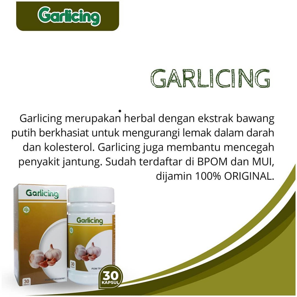 Garlicing - Suplemen Ekstrak Bawang Putih Menurunkan Resiko Kanker Kolesterol Asam Urat Gula Darah