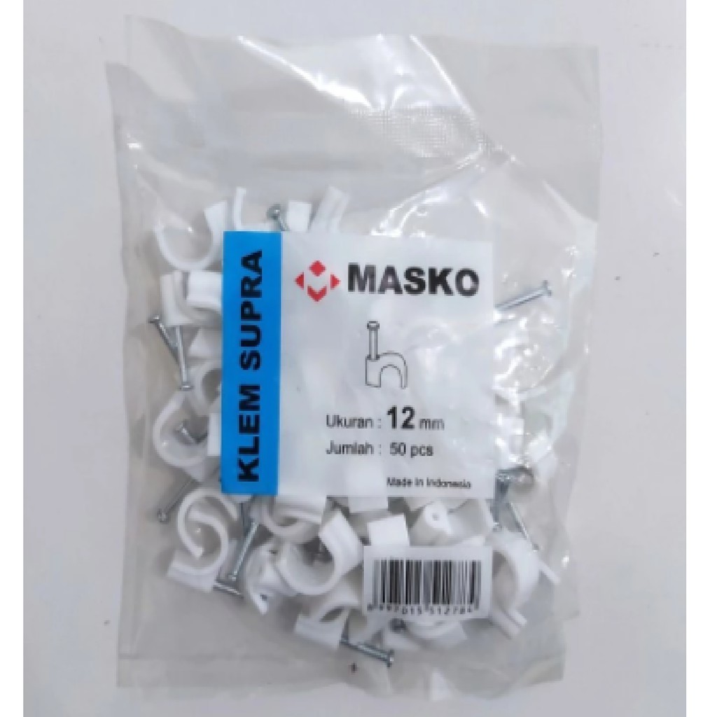 KLEM KABEL PAKU BETON NO 12 MM ( 50 PCS ) MASKO / CABLE CLIP LISTRIK