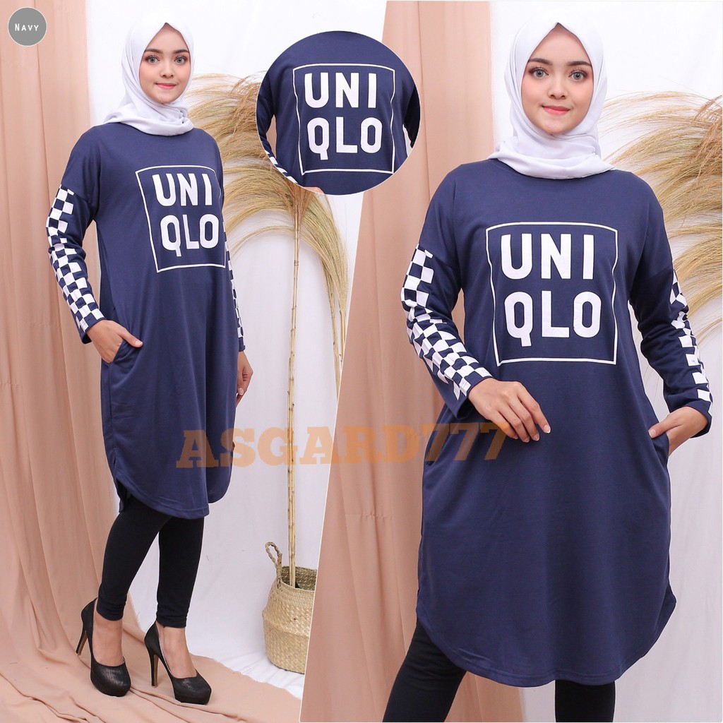 BISA COD TUNIK UNIQLO BAJU  LEBARAN  TREND KEKINIAN  