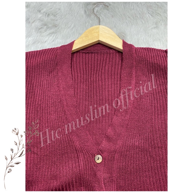 CARDIGAN RAJUT SALUR KANCING BATOK | Cardy Crop Rajut Wanita Oversize-K.BATOK MAROON
