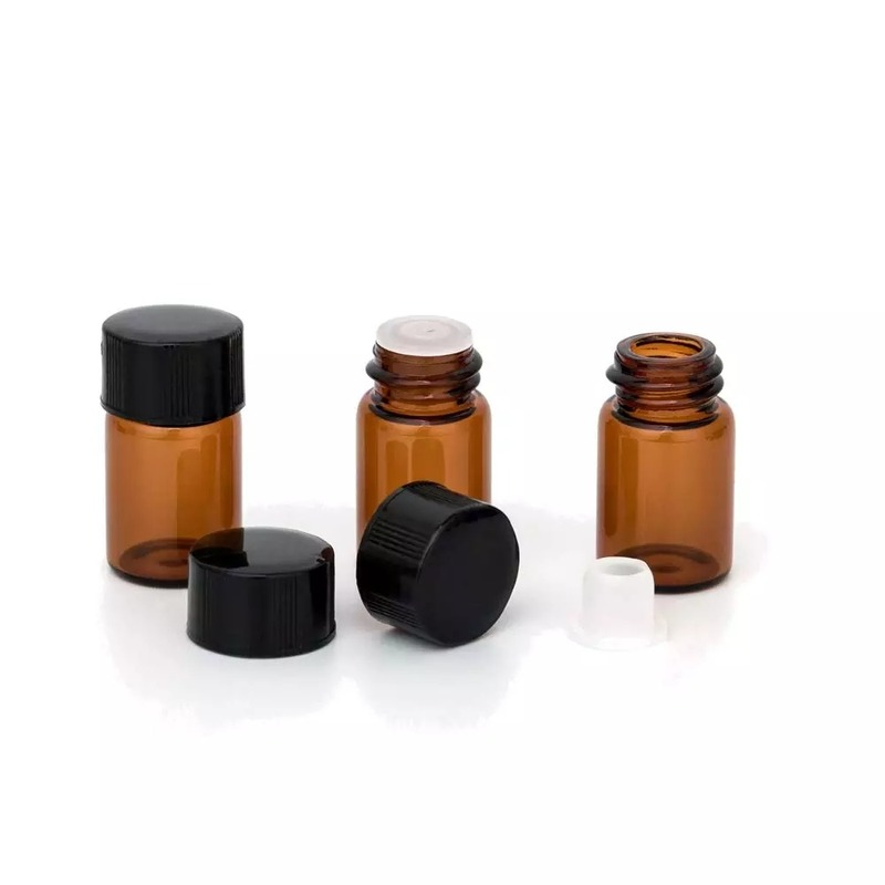 5pcs / Set Botol Kaca Amber Mini Kosong 1 / 2 / 3ml Portable Untuk Sampel Parfum / Kosmetik / Travel