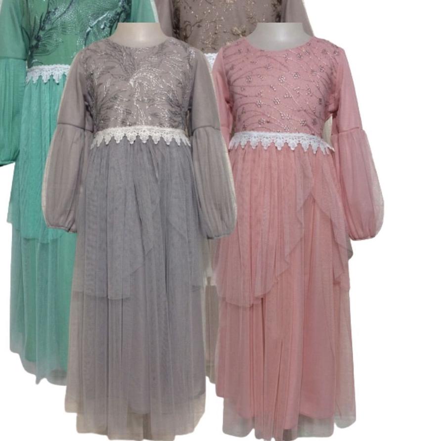 Baju Muslim Anak Perempuan Rndgngbsr | Gaun Pesta anak Terbaru Usia 4 - 10 Tahun| Dress Anak Brukat 