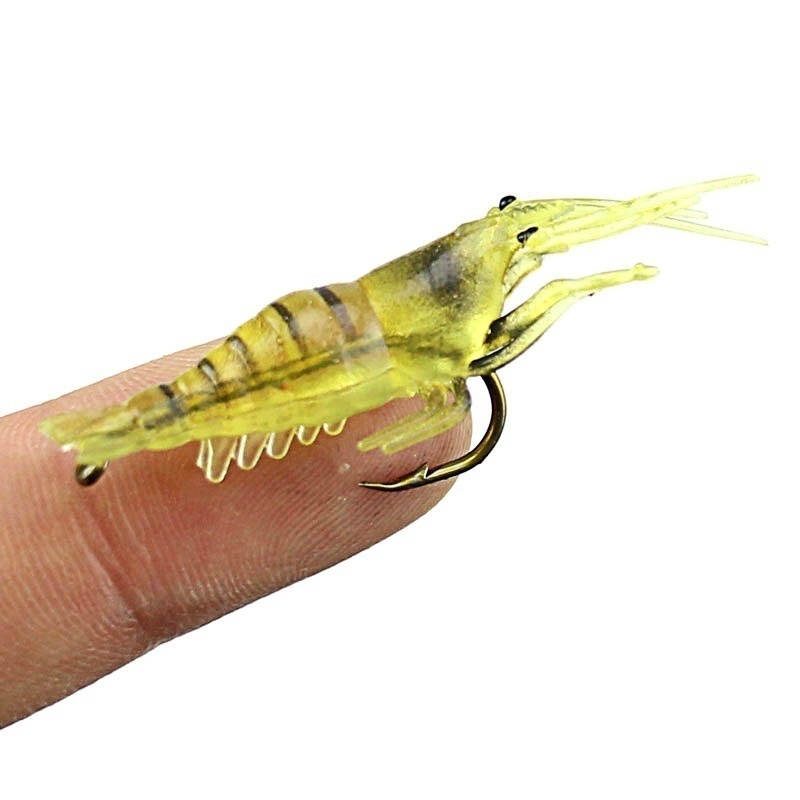 4cm/1.3g Soft Shrimp Bait Simulation Prawn Fishing Lures Bass Crank Hook Bait Tackle-3