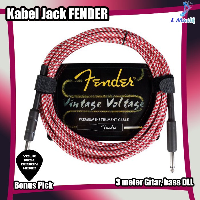 KABEL JACK FENDER 3 METER GITAR BASS 3M