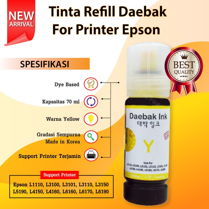 TINTA ISI ULANG / TINTA KOREA FOR REFILL PRINTER EPSON 70ML BLACK