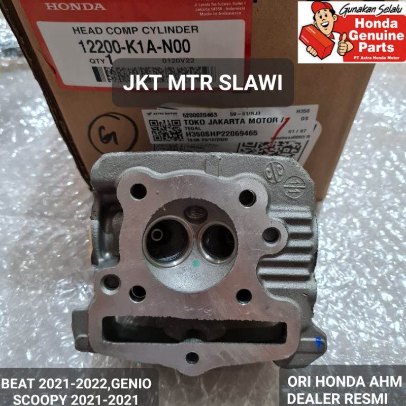 12200 K1A N00 Head comp cylinder head assy beat deluxe, genio 2020-2022, scoopy prestige 2021-2022 asli honda