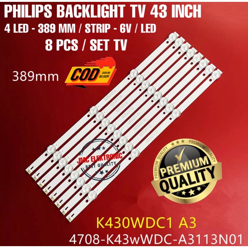 BACKLIGHT TV LED PHILIPS 43PUT6002S/70 43PUT6002S 43PFT6002 4K 6V LAMPU BL PHILIPS 43 INC 4 KANCING 6 VOLT