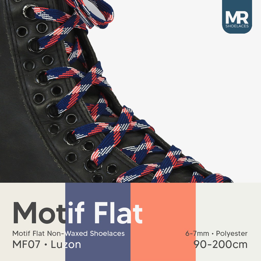 MR Shoelaces MF07 Luzon Tali Sepatu Motif Flat Gepeng 90-150cm Lebar 6-7mm