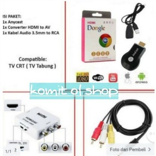 PAKET KOMPLIT HDMI WIFI DONGLE + HDMI TO AV DAN KABEL RCA