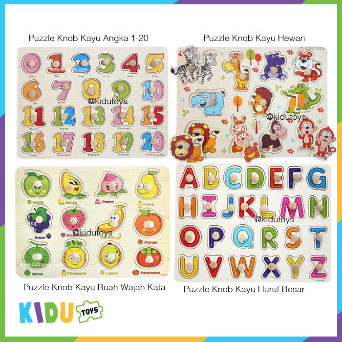 Mainan Anak Puzzle Knob Kayu  Kidu Toys