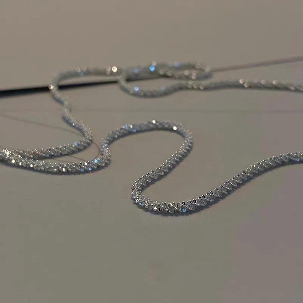 Agustina Kalung Liontin Hadiah Unik Rantai Klavikula Mengkilap Warna Silver