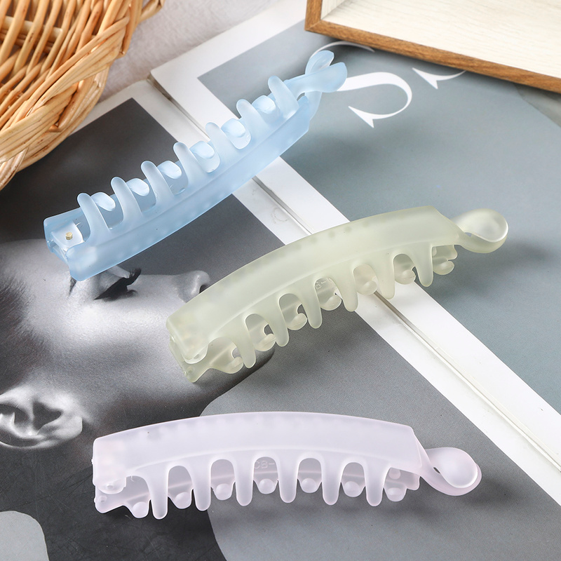 Korean Jelly Color Frosted Vertical Clip Women Fashion Banana Clip Girl Hair Clip Ponytail Clip Simple Hair Accessories