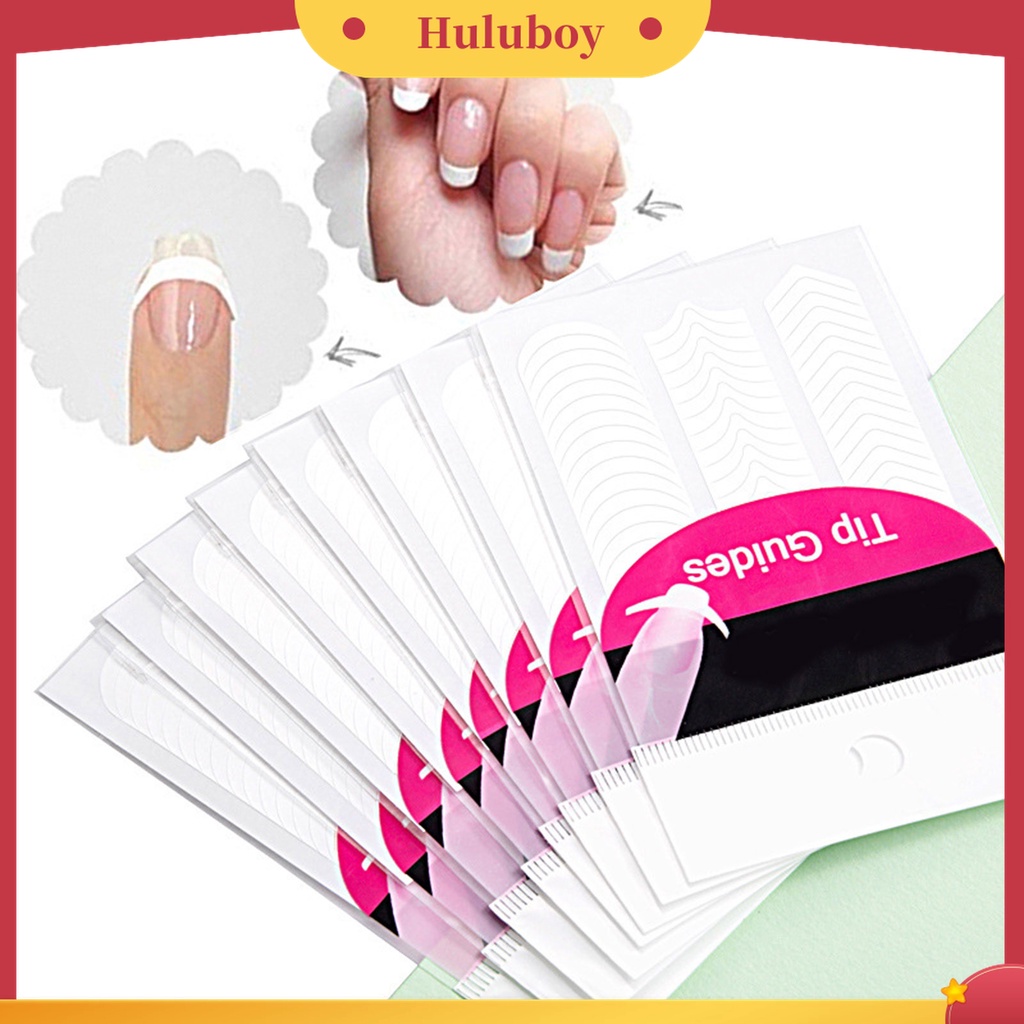 Huluboy Huluboy♡ 10 / 50Pcs Stiker Stensil Panduan Desain Print Warna Putih Ultra Tipis Untuk Manicure Wanita