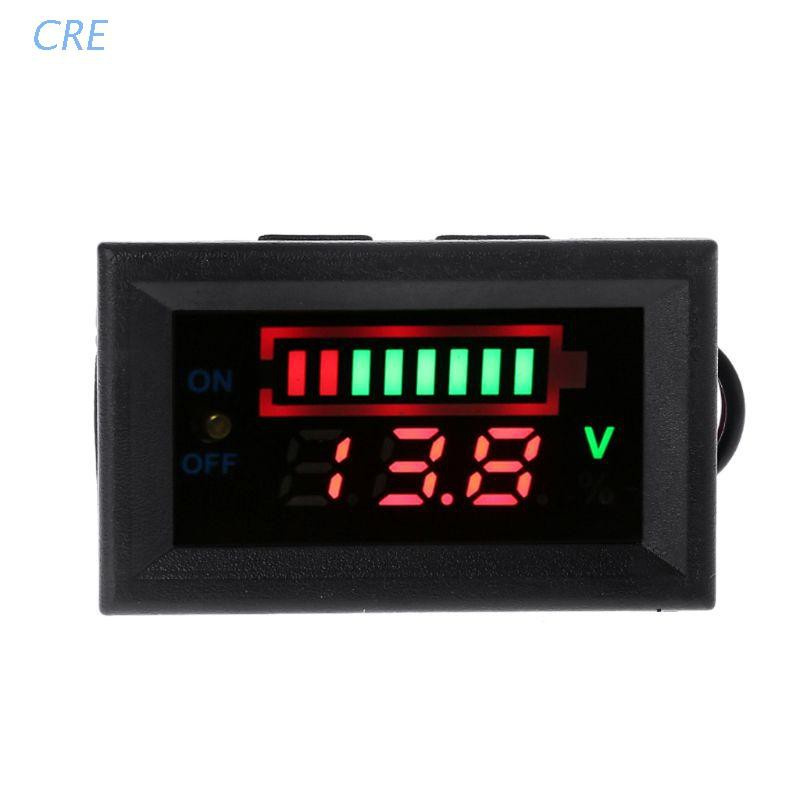 CRE  12V Car Lead Acid Battery Capacity Indicator Voltmeter Power Tester with Switch