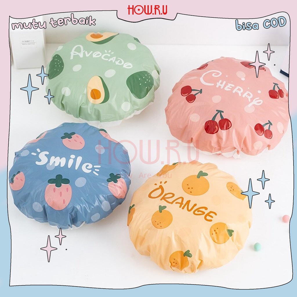 HOW.R.U | [Ready 12 Motif] Shower Cap / Topi Mandi Lucu Tebal Waterproof dan Reusable Untuk Dewasa Anak-anak HOW.R.U