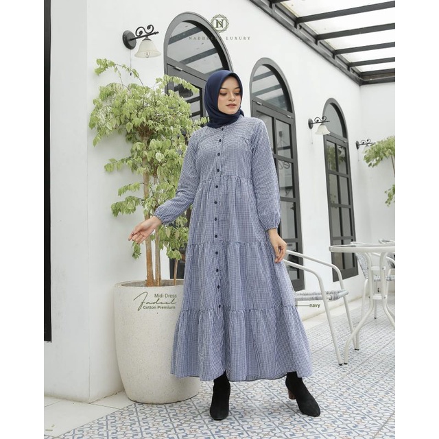 FADEL MIDI DRESS//NADHERA LUXURY//MIDI DRESS//DRESSTERBARU//DRESSMASAKINI//DRESSTERLARIS//COD//GAMIS