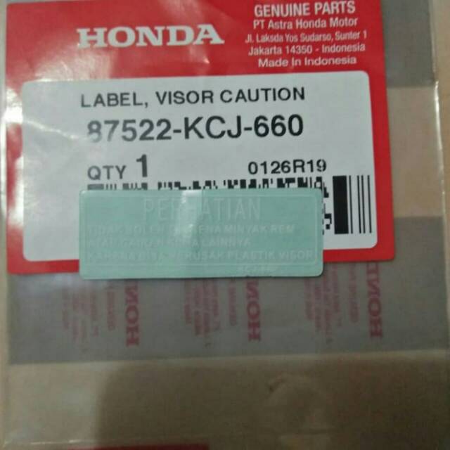 sticker stiker logo label visor caution perhatian label minyak rem motor honda tiger original