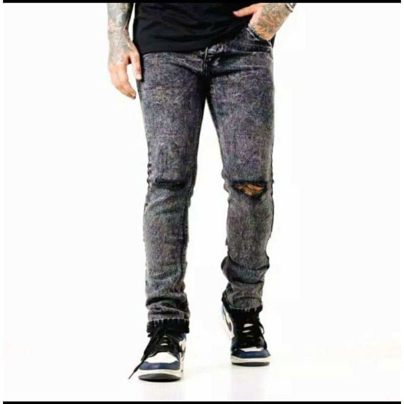 CELANA JEANS PRIA Celana Jeans Pria sobek Snow Wash Original celana panjang pria