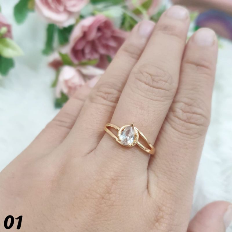 Cincin Xuping Fashion Simple Mata satu Warna Gold C03047