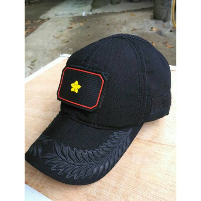 Topi pamen polri hitam / topi velcro tactical bdu