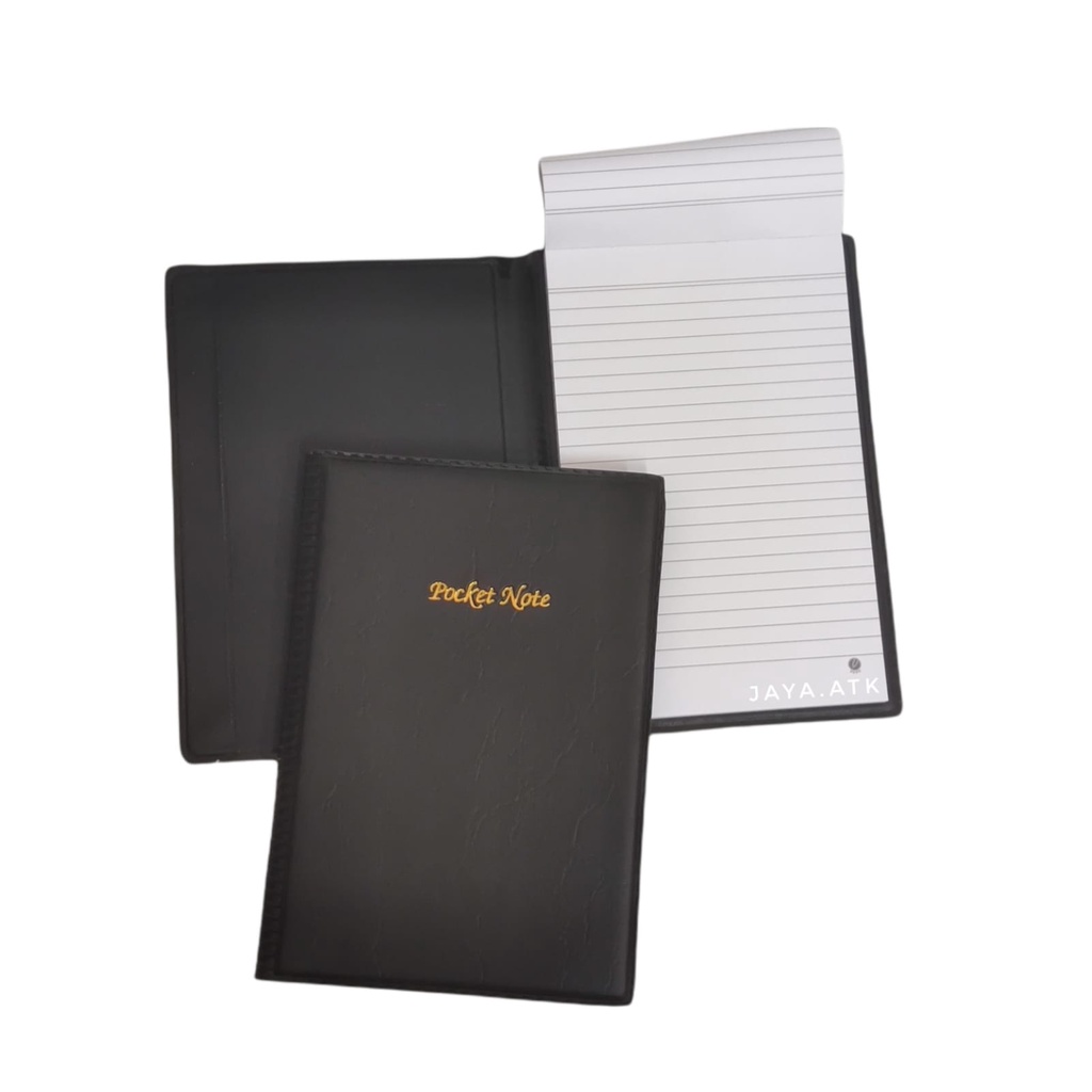 BUKU NOTEBOOK A6 MEMO NOTES COVER KULIT PVC HITAM M-105 SOUVENIR BUKU SEMINAR