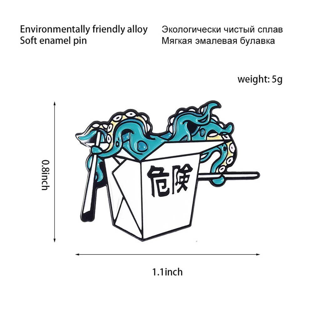 NEEDWAY Gurita Bros Ransel Kartun Gurita Takeout Aksesoris Perhiasan Kerah Brooch Karton Enamel Pin