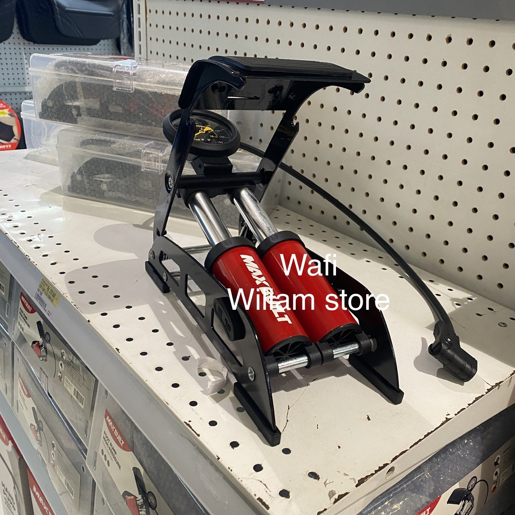 Krisbow maxbuilt Pompa Ban Angin Kaki Injak Silinder Tabung Ganda Feet Pump