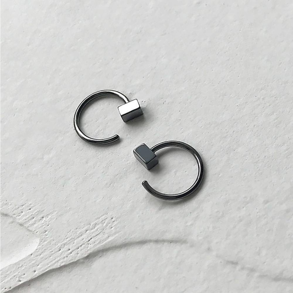 Needway  Cool Small Cube  Earrings Geometric Ear Buckle Hook Earrings Silver Needle Elegant Minimalist Korean Woman Girl Fashion Jewelry/Multicolor